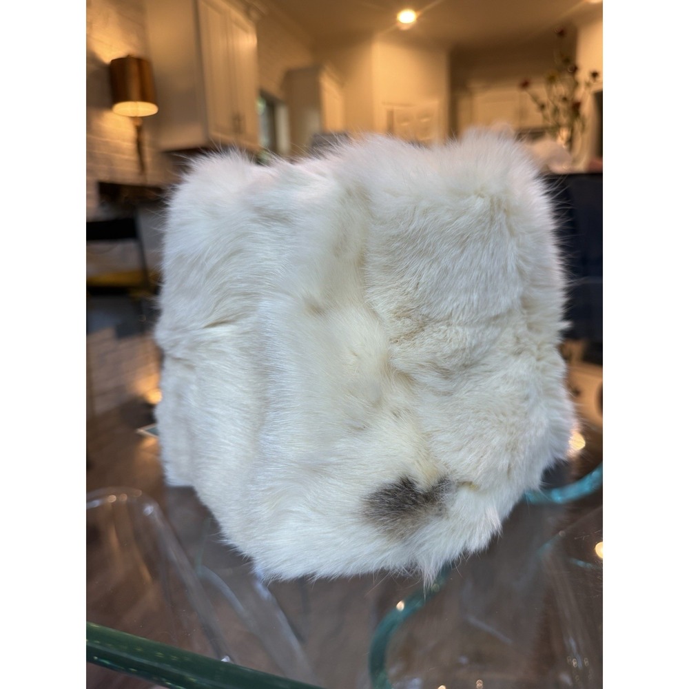 Vintage NWT 1971 Soviet TPYA White Rabbit Fur Women's Hat TRUD Moscow Russian